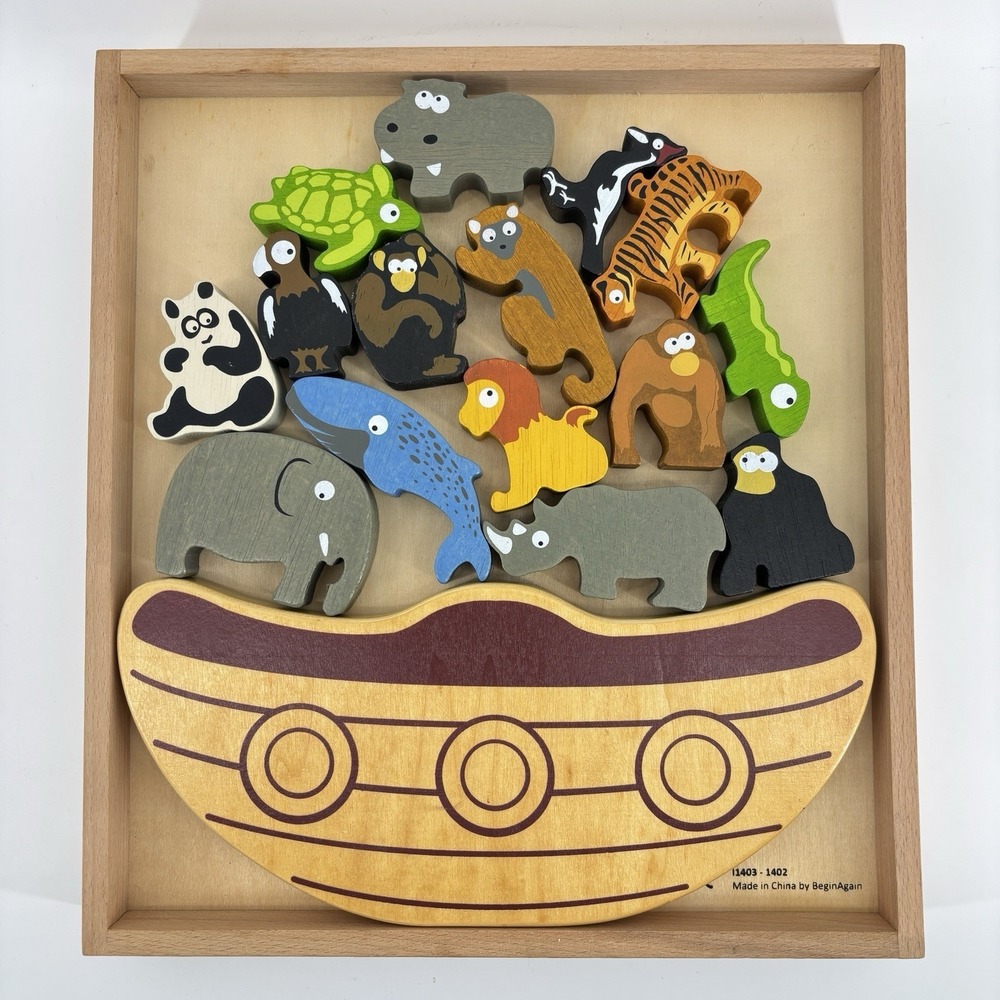 BeginAgain Balance Boat Endangered Animals Game Wooden Motor Play 3+ Complete
